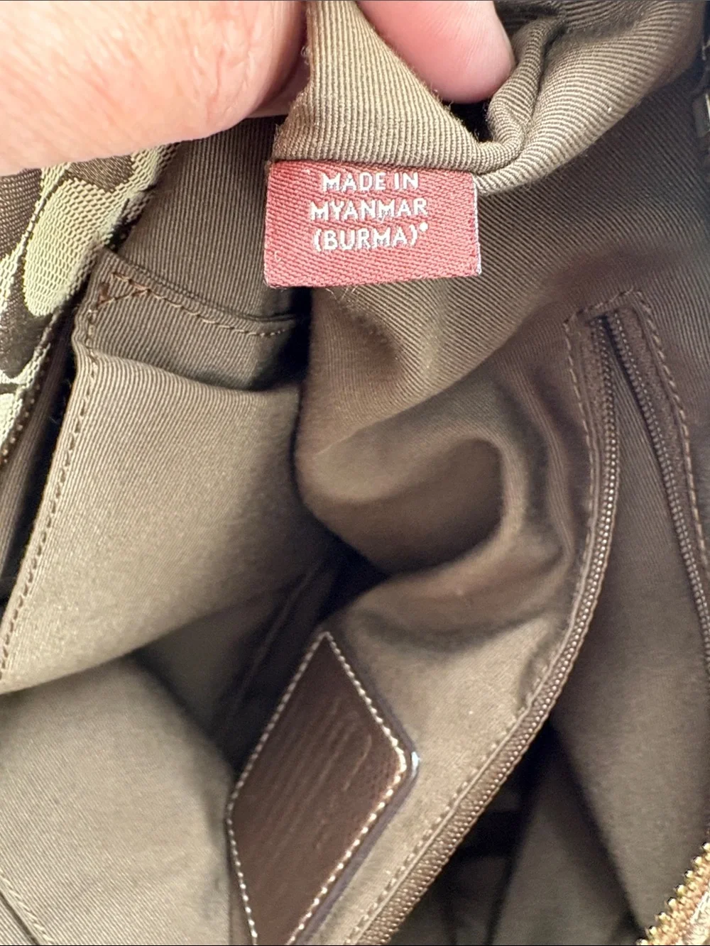 Coach Beige Brown Signature Canvas Tote with Dark Brown Straps
